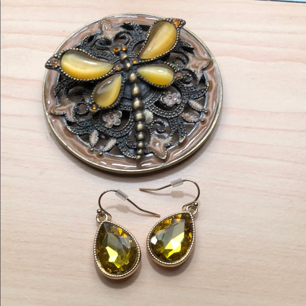 Charming Charlie Teardrop Citrine Faceted Earrings